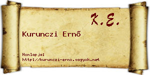 Kurunczi Ernő névjegykártya